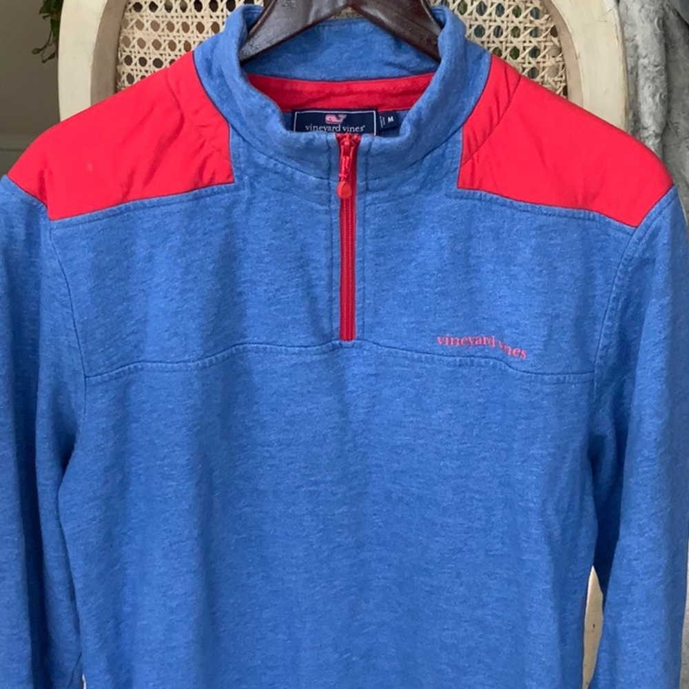 Mens Vineyard Quarter Zip Pullover, Blue, M